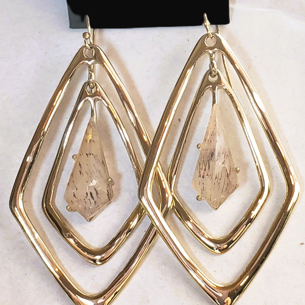 Nwot Alexis Bittar Gold Pyrite Doublet Drop Earrings Articulated Mixed Metal 145$